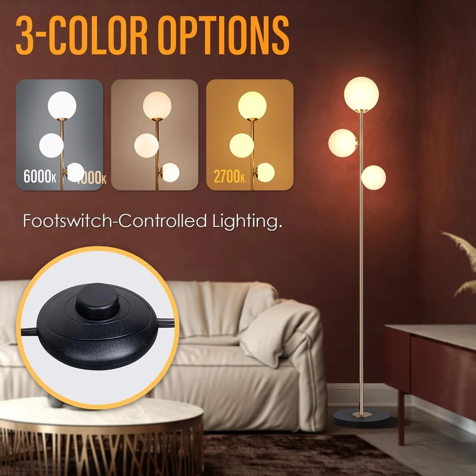 Vintage Floor Lamp 3-Color living room lighting Golden Buy 2 Get 20% Off - Image 2 of 4