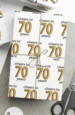 70th Birthday Wrapping Paper Roll, 70th Birthday Gift Wrap, 70th Birthday Decor