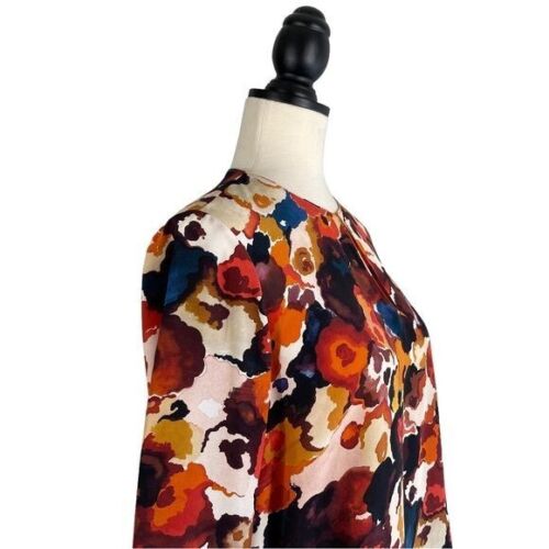 Lafayette 148 Seidenbluse Mehrfarbig Abstrakt Aquarell Langarm, Größe S - Bild 6 von 11