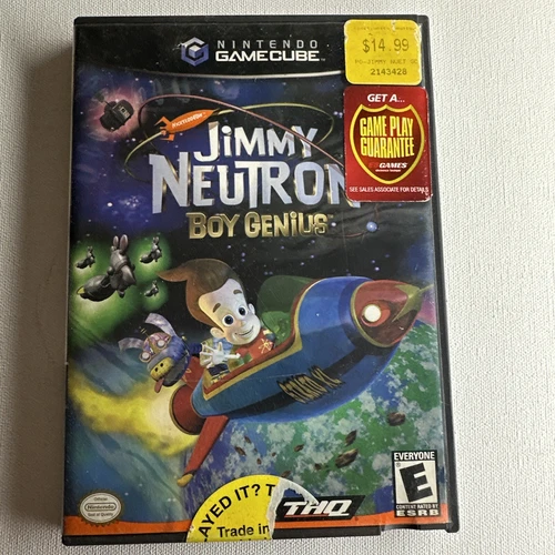 Jimmy Neutron: Boy Genius (Nintendo GameCube, 2002) game case and book