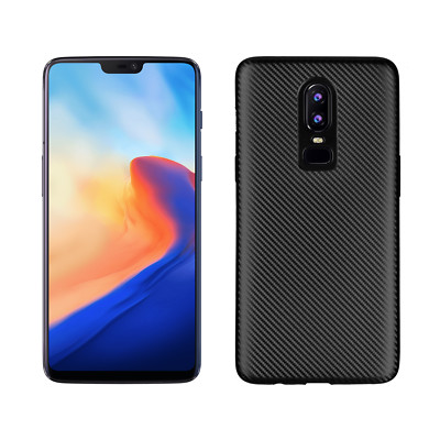 OnePlus 6 Karbondesign Handy Hülle Case Schale TPU dünn schwarz 2.Haut One Plus 