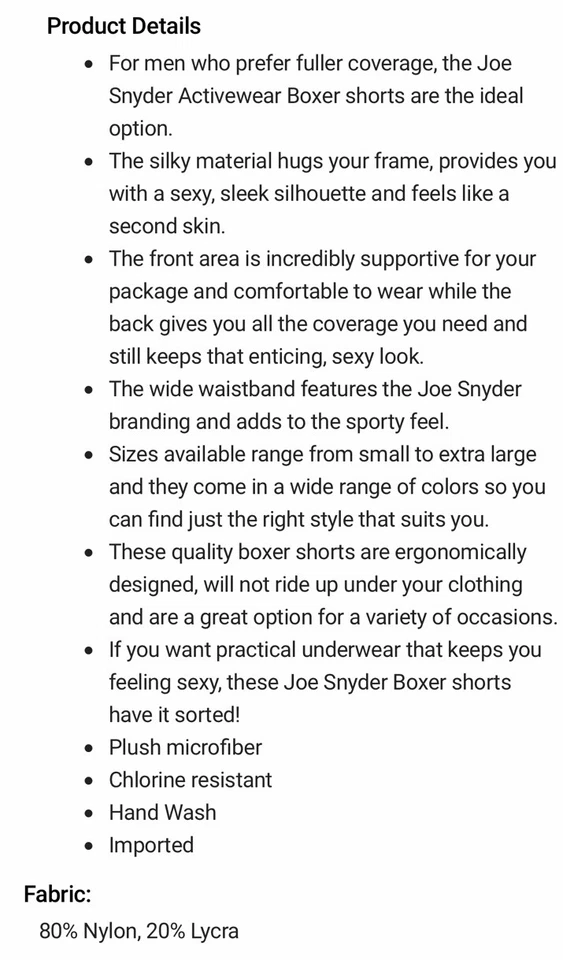 Nuevo Joe Snyder Amarillo Negro Blanco Activeware Boxer Calzoncillo Pequeño S Foto 3 de 3