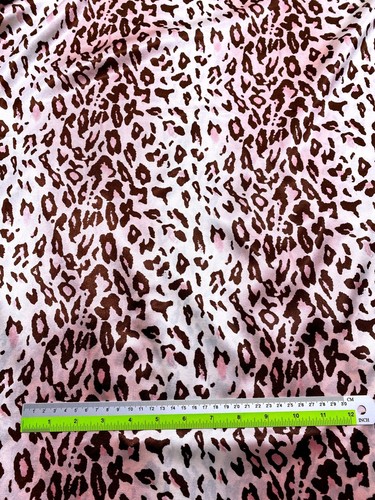 Satin Charmeuse Faux Silk Animal Prints Leopard Pink & Ivory Stripe Beatifully - Picture 4 of 4