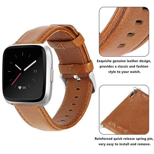 New For Fitbit Versa 4 3/Sense/Versa Genuine Leather Watch Wrist Band Bracelet - Picture 15 of 37