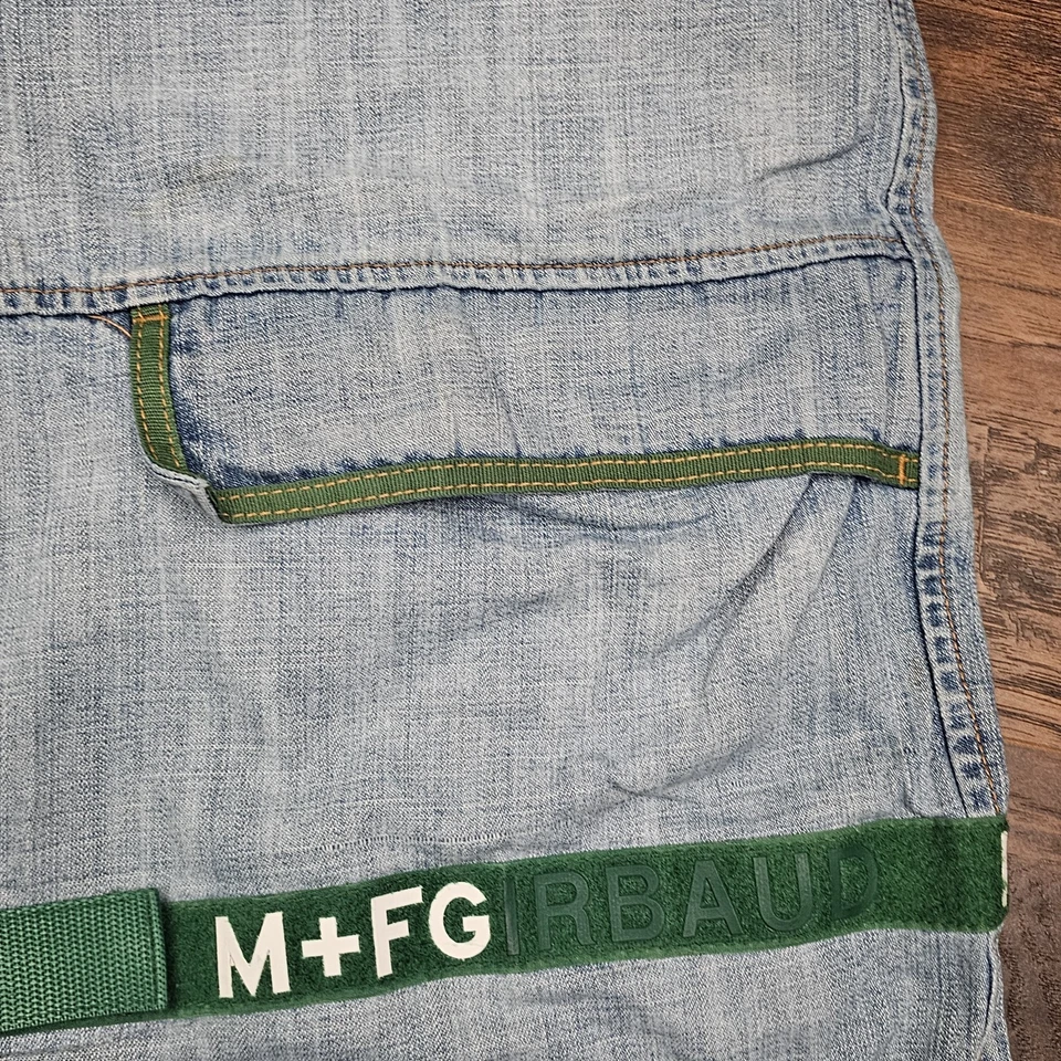 Pantalones Cortos De Colección Marithe Francois Girbaud Para Hombres 36 Denim Cinta Transbordador Pantalones de mezclilla Sueltos Y2K Foto 4 de 4