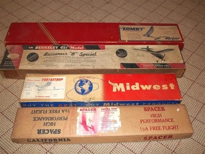 Vintage Model Airplane (4) Free Flight Kit-- BOXES ONLY