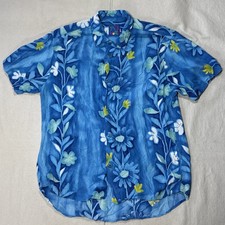 Vintage Jams World Blue Floral Print Made In Hawaii Men  s Medium