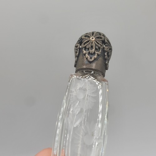 Vintage La Castillere Parfum Flakon Glas Silberfarben Top Made In France Etch - Bild 4 von 9