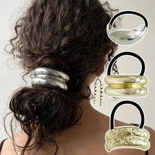 Double-Layer Alloy Hair Bands Hair Accessories Metal Irregular Hair Rope DIY US.