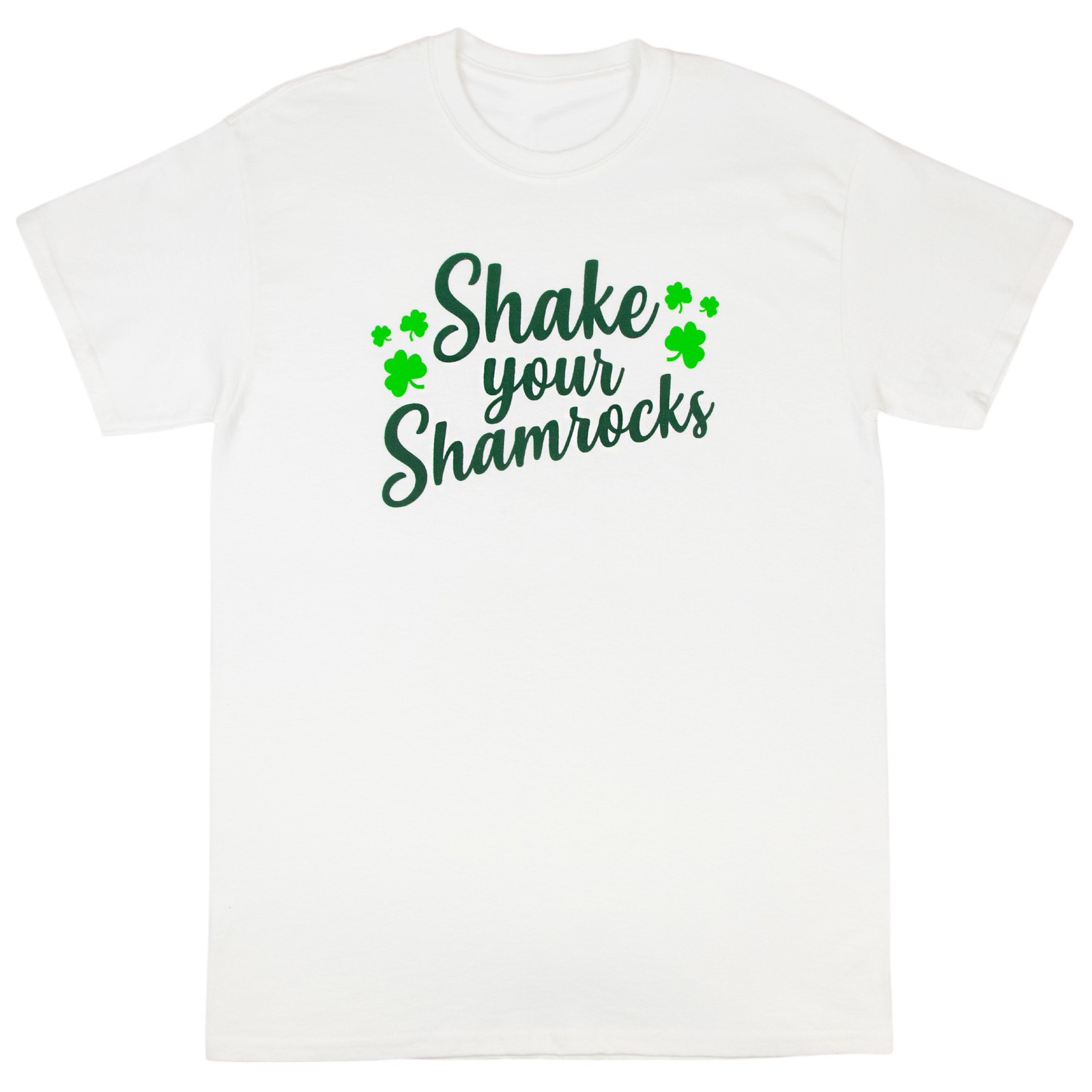 Футболка с рисунком St Pattys Day Shake Your Shamrocks белая среднего размера 2890₽