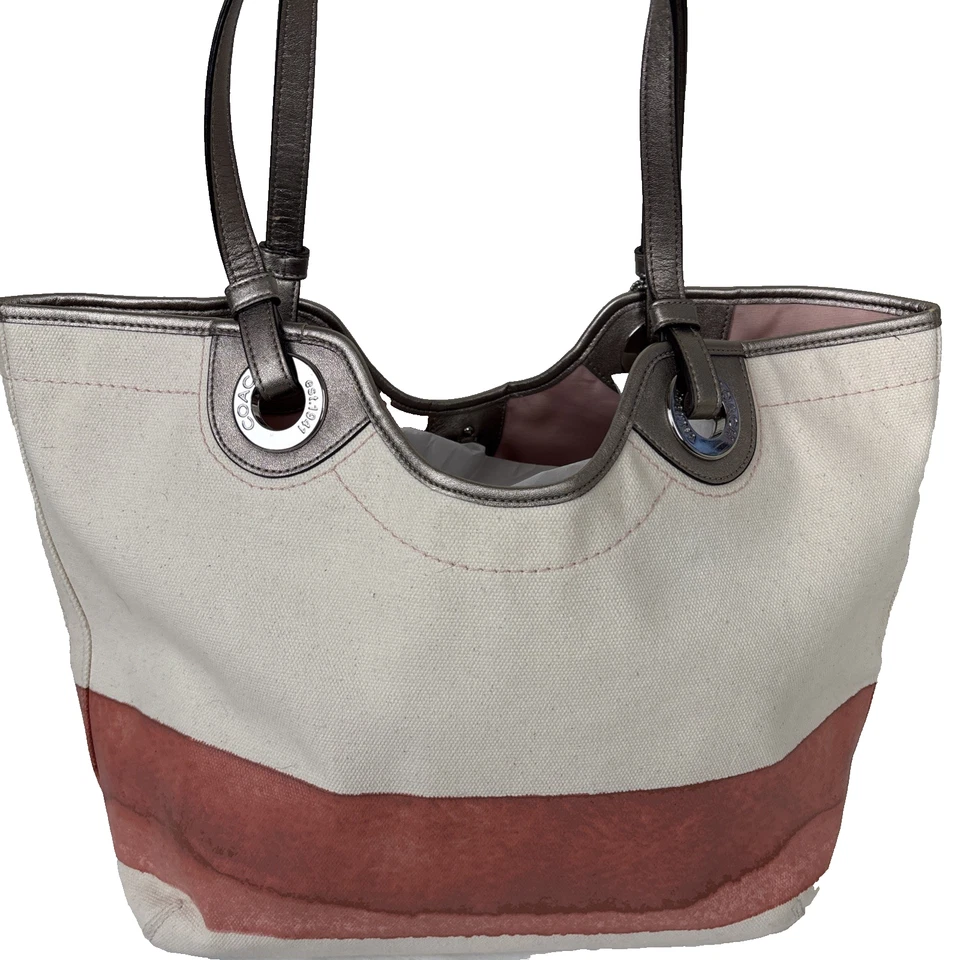 Coach Seashell Beach Graphic Embroidered Canvas Tote Bag F19273 Retired - Image 2 of 4