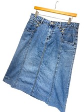 Christopher Banks Vintage Y2K Blue Denim A-Line Midi Jean Skirt