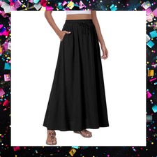 Women's Casual Maxi Skirt w/ Pockets  Elastic Waist - Medium/Black - NEW