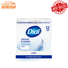 Dial Refresh Renew White Antibacterial Deodorant Bar Soap 4 oz 12 Bars Pack