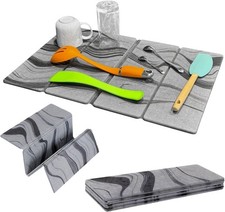 Foldable Stone Dish Drying Mat Kitchen Counter 23.5  L x 15.3  W Diatomaceous