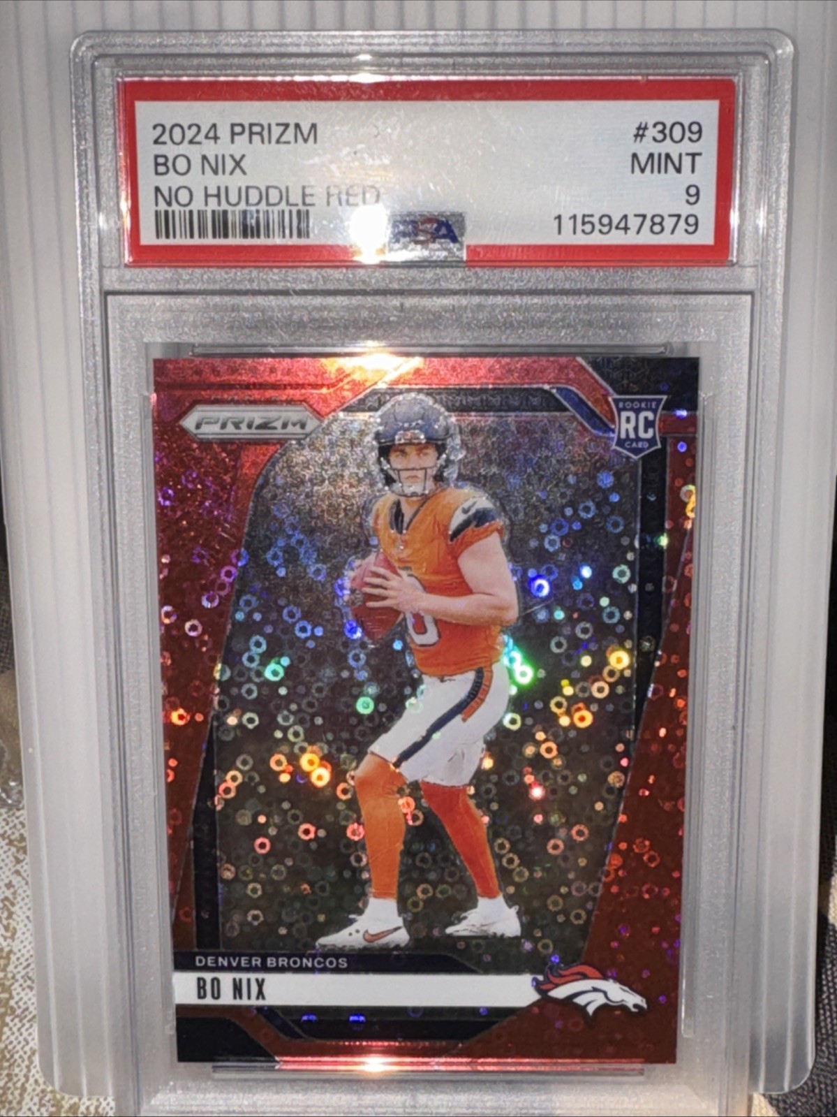 2024 Panini Prizm - Rookies Bo Nix #309 Red No Huddle Prizm /75 (RC)