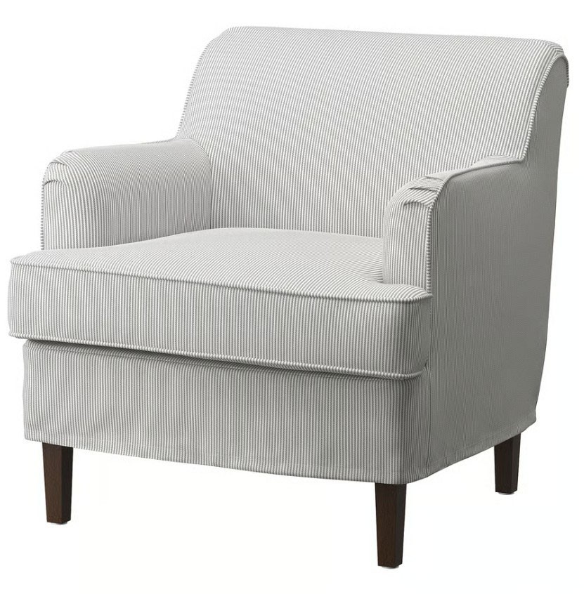 Ikea ROCKSJON Cover for armchair ONLY, Klovsta gray/white Striped