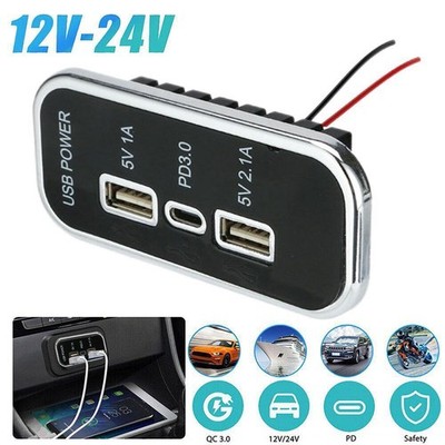USB C Steckdose 12V 24V PD & QC 3.0 USB KFZ Ladegerät Dose für Auto Boot LKW RV.