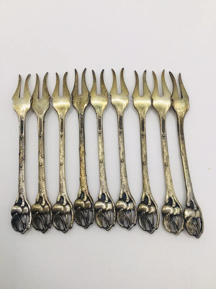 复古樱桃叉 9 件套九鸡尾酒叉 Watson Co 纯银 1920 — 第 4/4 张图片