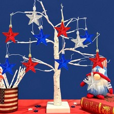 4th of July Ornaments for Tree 24 PCS Fourth of July Star Decorations Party ...