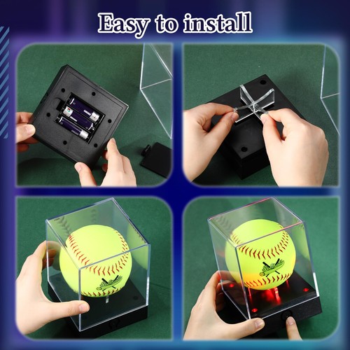 Softball Display Case LED Light Acrylic UV Protected 12 Colingmill Clear Holder - Picture 4 of 5