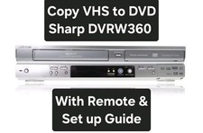 Sharp DVRW360 VHS DVD Recorder Copy VHS to DVD with New Remote & Set Up Guide