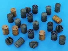 1/72 Scale Resin Oil Drums & Crushed Barrels – Diorama Accessories Set