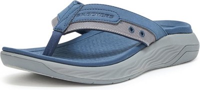 New Mens Skechers Silva-Falco Luxe Foam Flip Flops Thong Sandals-Size 8-BlueGray