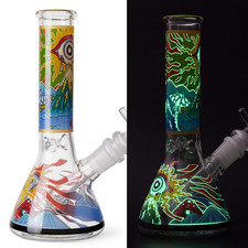7.8" Eyes Fluorescent Glass Bong Glass Water Pipe Smoking Tobacco Beaker 14MM