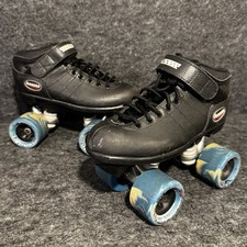 VTG Riedell Carrera Speed Roller Skates Sz 5 Black Leather Sure Grip Twisters
