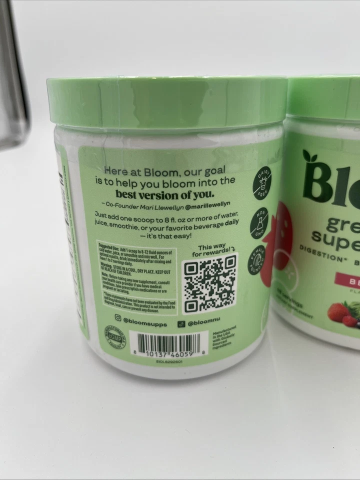 (2) Bloom Nutrition Greens & Superfoods Powder Berry (48 porciones, ¡OFERTA DE 9,26 OZ! Foto 3 de 4