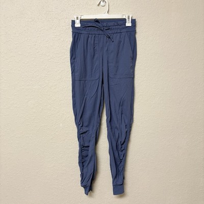 Lululemon Beyond the Studio Jogger Blue Ruched Sides Size 4 Pockets
