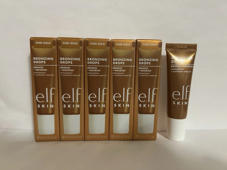 Gotas bronceadoras X5 ELF Pure Gold antioxidantes nutritivos aceite de semilla de girasol 0,33 oz Foto 2 de 2