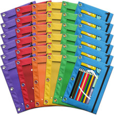 Pencil Pouch for 3 Ring Binder, Bulk 36 Pack 3-Holes 9.8 inches x 7.3