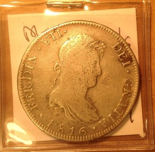 World Old .903 Silver Coin Lot Colonial Mexico 1816 Mo 8 Reales KM #111 .7859ASW