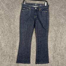 7 For All Mankind Jeans Womens 27 Blue Dark Wash Flare Stretch Denim Made USA