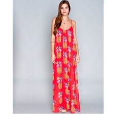 Show Me Your MuMu Red Floral Pineapple print rare Maxi Dress