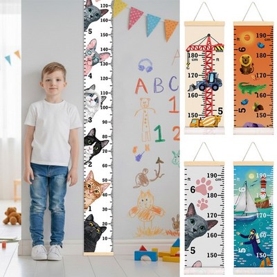 Canvas Kids Growth Height Chart Wall Hanging Measuring Ruler Nursery Décor