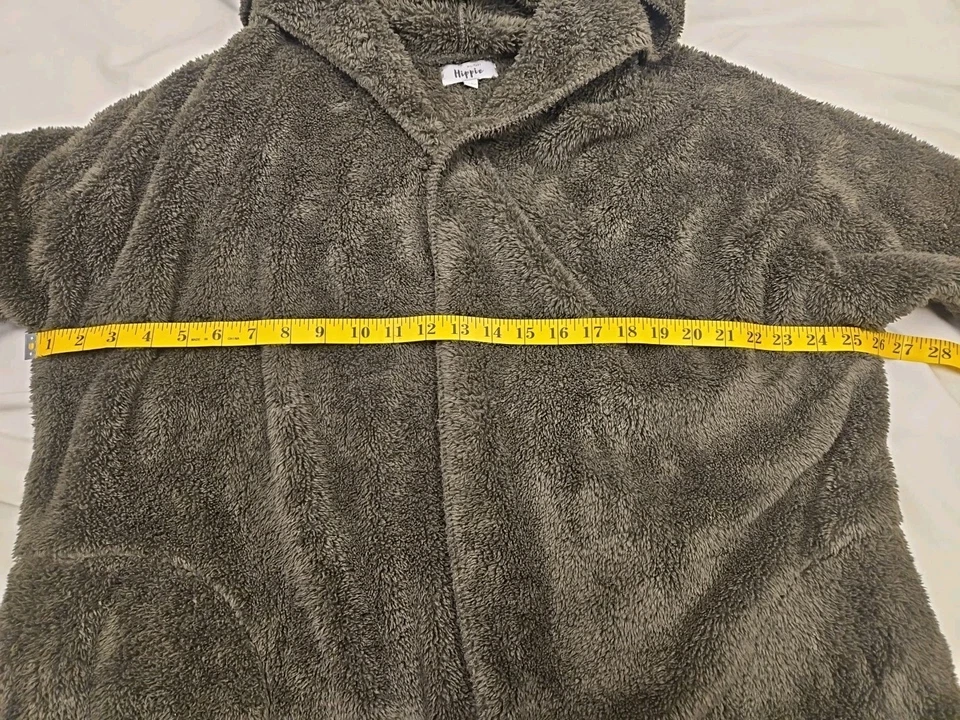 Militar Hippie Verde Manga Larga Acogedor Suave Imitación Piel Vellón Abierto con Capucha Foto 4 de 4