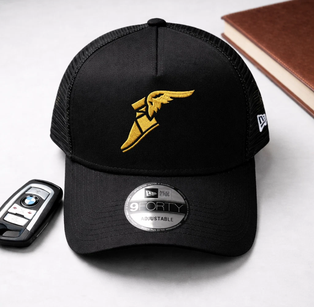 Goodyear Racing Embroidered 9FORTY Trucker Hat Mesh Adjustable Cap