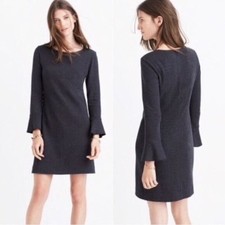 Madewell Dark Charcoal Knit Dress Flare Bell Sleeves Cotton Blend Small