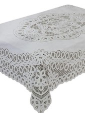 Vinyl Crochet Lace Tablecloth 60x90 inch Durable Wipeable Decorative Cover