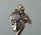 Pristine Premium Vintage Signed KABANA Sterling Silver Amethyst Gem Size 8 Ring