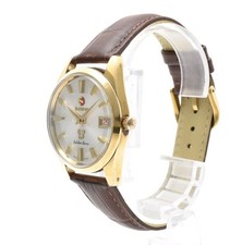 Vintage EXC 5 RADO Golden Horse 623.3001.2 Gold 35mm AT Date Men's Watch JAPAN