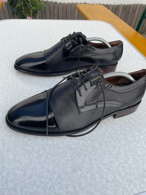 VALOR-WOLF eleganter Halbschuh, schwarz, mit Lackleder abgesetzt, Gr. 43