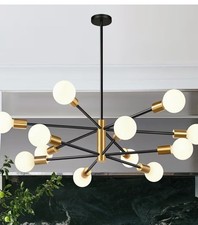 Modern Black /Gold Chandelier Ceiling Light Fixture 33", 12-Lights Sputnik Decor