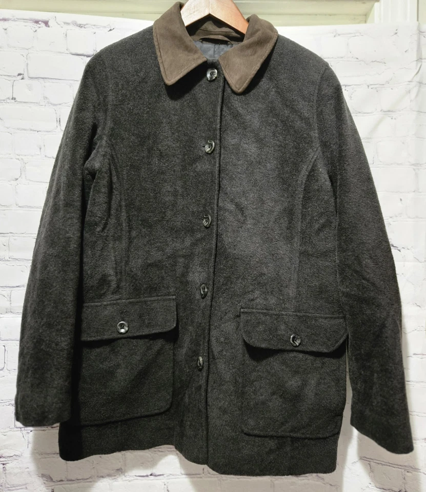 Abrigo LL Bean para mujer M mezcla de lana polar imitación gamuza cuello gris tareas de granero Foto 4 de 4