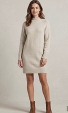 Dalia Women’s Beige Solid Mock Neck Knit Sweater Dress Stretch Knee XXL