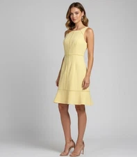 White House Black Market Womens Sleeveless Fit & Flare Yellow Dress Size 2