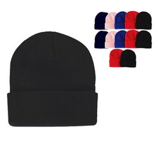 Kid  s Winter Warm Knit Cap Ski Solid Stretch Beanie Hats 12 Pack